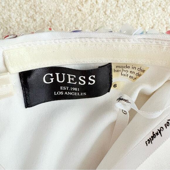 Vintage Guess White Strapless Floral Mini Dress size 6 - Picture 6 of 7
